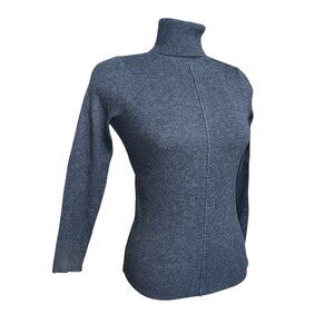 GEM Wool Blend Ribbed Gray Turtleneck Sweater Sz Small Stylish & Sophisticated W
